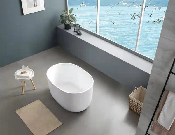 Acrylic Freestanding Bathtub, Matt & Gloss White Finish, 1400/1500/1700mm, Modern Soaking Design