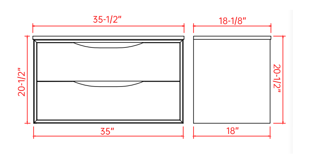 Single Bathroom Vanity with Ceramic Top 35''*18''*19-5/8''