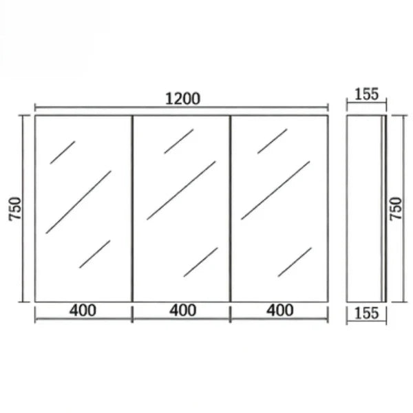 PVC Shaving Cabinet – 2-3 Doors, Adjustable Glass Shelves, Pencil Edge Mirror, Multi Finish, 450–1500mm PSV450/600/750/900-P/1200-P