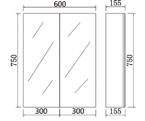 PVC Shaving Cabinet – 2-3 Doors, Adjustable Glass Shelves, Pencil Edge Mirror, Multi Finish, 450–1500mm PSV450/600/750/900-P/1200-P