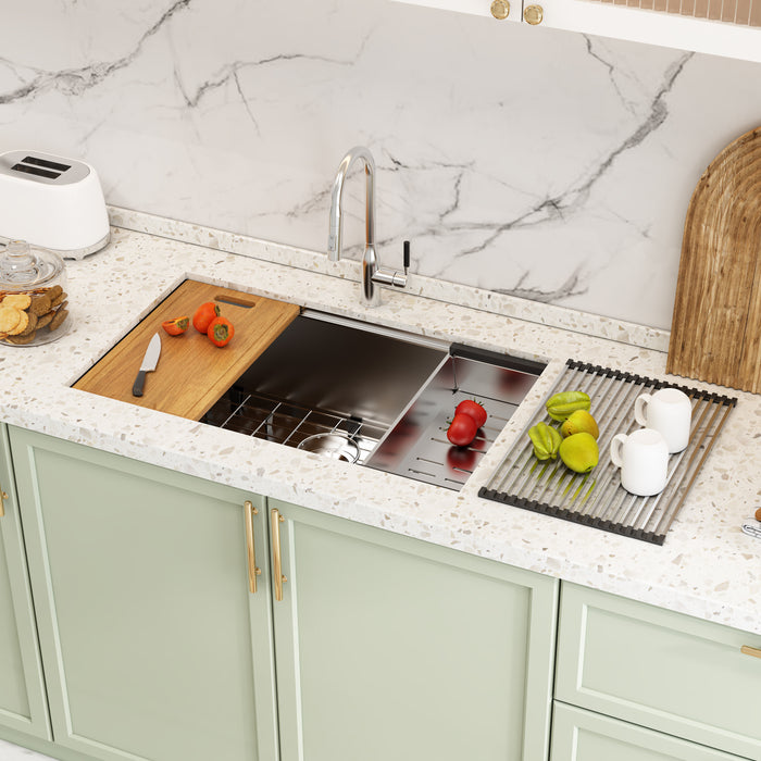 Silver Single Bowl Stainless Steel Kitchen Sink,Workstation with Accessories KDK-3219WS