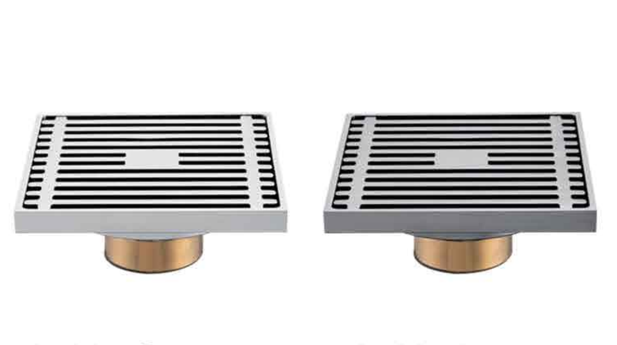 F8102 Floor Drain, Contemporary 4 inches Square, with Removable Strainer