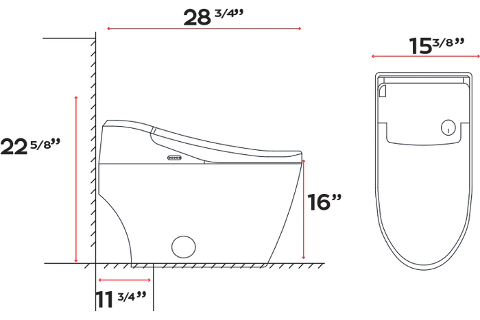 KDK-V8700 Smart Toilet With Heated Bidet Roughing in 12inch