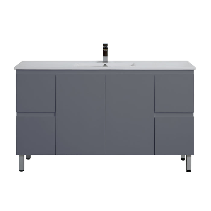 PVC Bathroom Vanity With Ceramic Top 59" × 18" × 19.7"