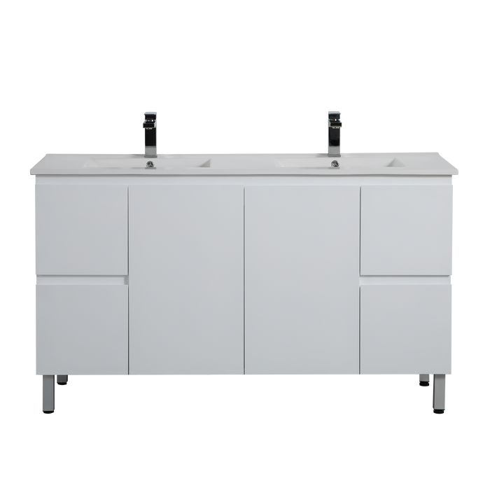 PVC Bathroom Vanity With Ceramic Top and Legs 59"x18"x34.6"