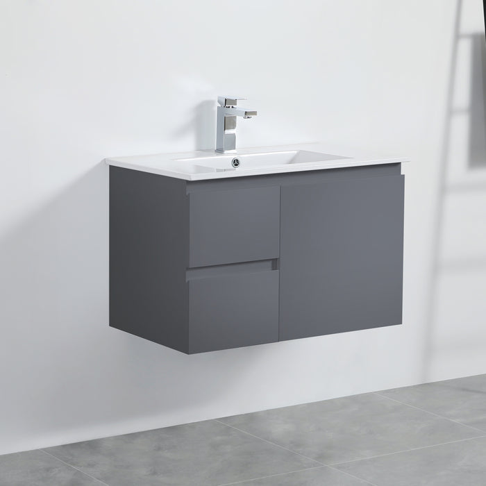 X-PF750L-WH PVC Bathroom Vanity With Ceramic Top 29.5‘’*18‘’*19.7‘’