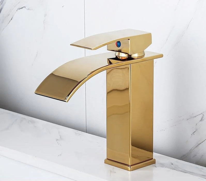 F66 Bathroom Faucet One-Handle Modern Bathroom Sink Faucet with Optional Deckplate and Low-Arc Spout for Bath Countertop