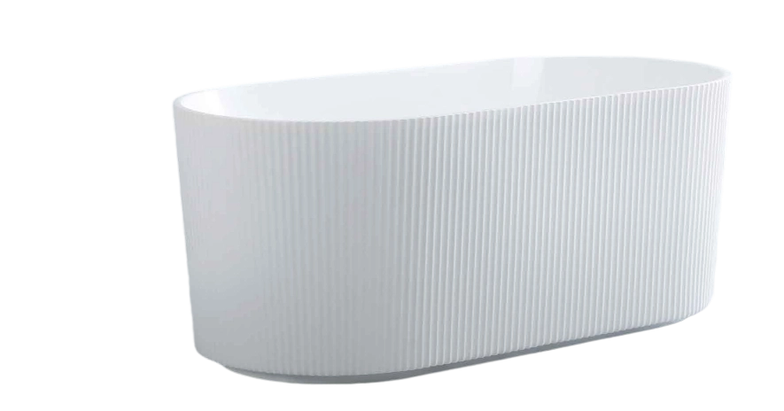 KBT-3W-1700 Freestanding Soaking Acrylic Bathtub, Contemporary Oval Soaking Tub with Overflow, cUPC Certified(66")