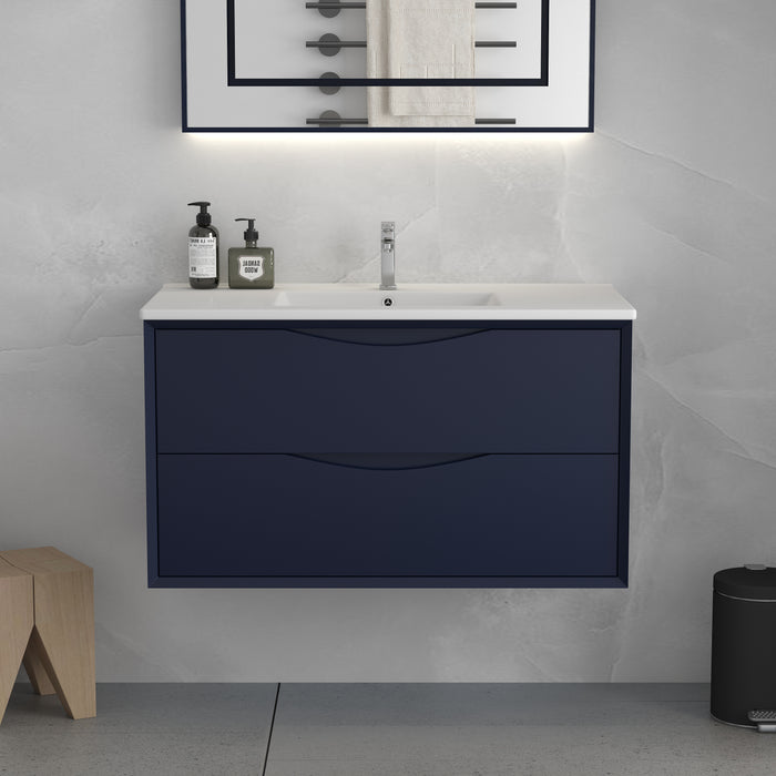 PH-NB-WH PVC Floating Bathroom Vanity With Ceramic Top