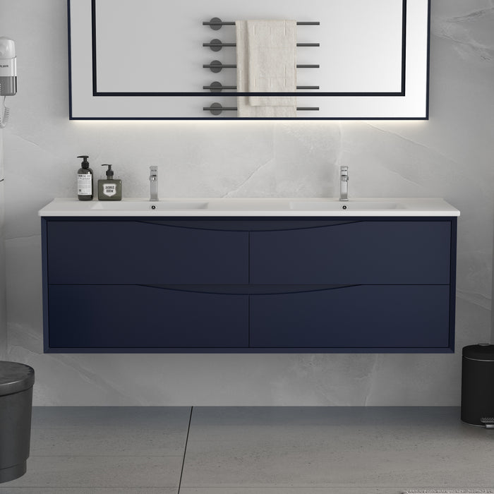 PH-NB-WH PVC Floating Bathroom Vanity With Ceramic Top