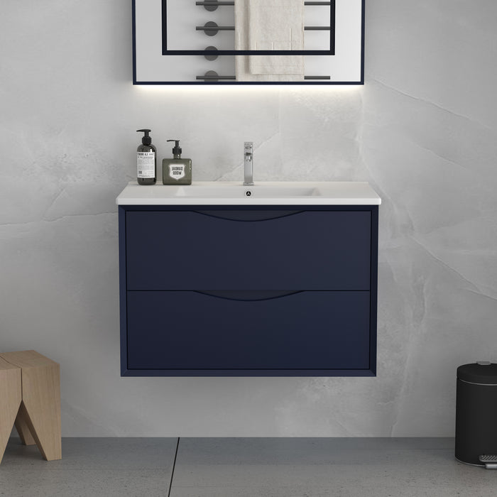 PH-NB-WH PVC Floating Bathroom Vanity With Ceramic Top