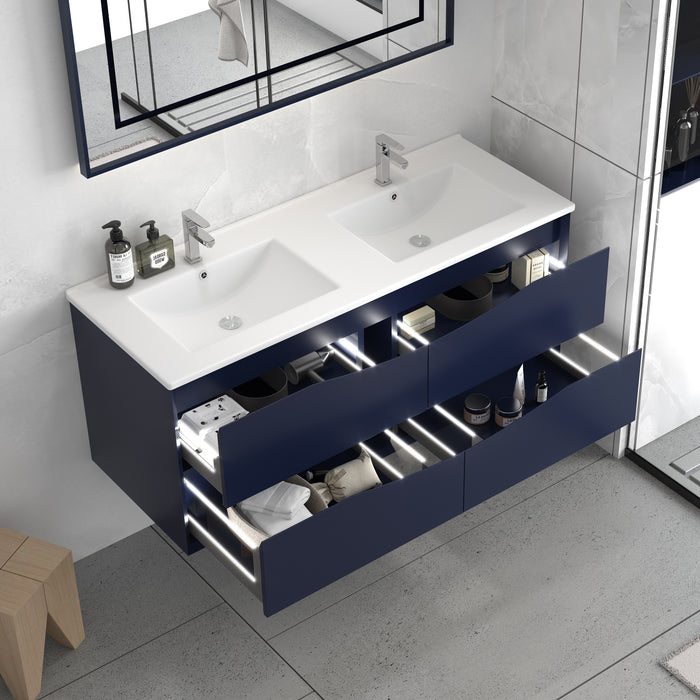 PH-NB-WH PVC Floating Bathroom Vanity With Ceramic Top