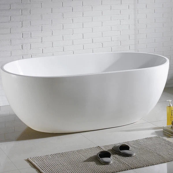 Acrylic Freestanding Bathtub, Matt & Gloss White Finish, 1400/1500/1700mm, Modern Soaking Design
