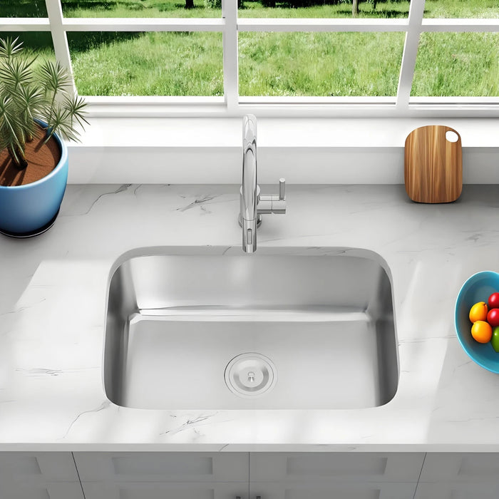 23189S Kitchen Sink Faucet, Stainless Steel Single Bowl Kitchen Sink 18Gauge