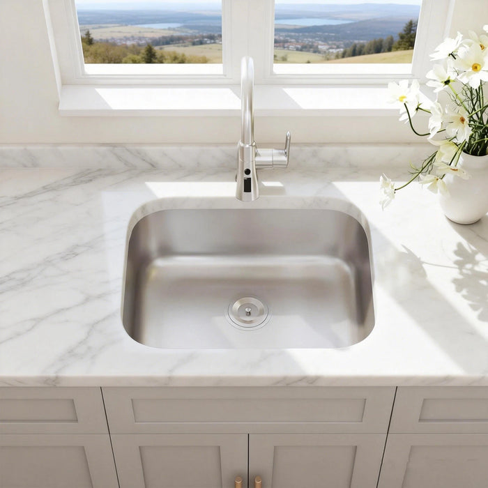 23185S Kitchen Sink Faucet, Stainless Steel Single Bowl Kitchen Sink 18Gauge