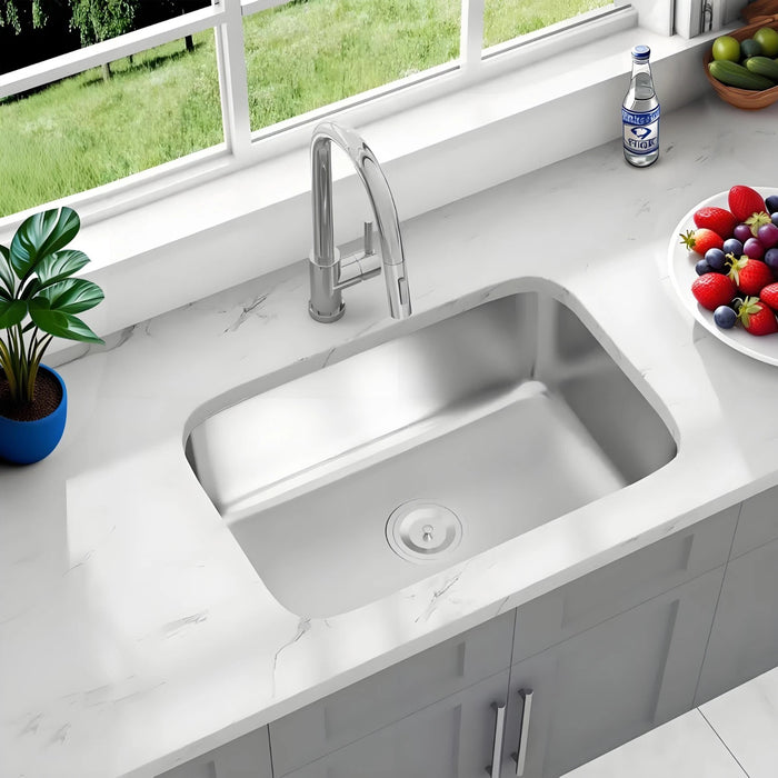23189S Kitchen Sink Faucet, Stainless Steel Single Bowl Kitchen Sink 18Gauge