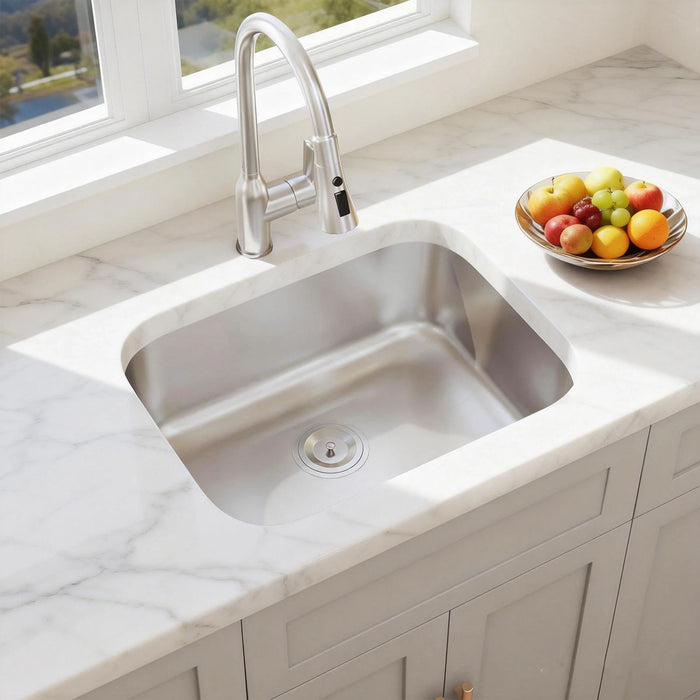 23185S Kitchen Sink Faucet, Stainless Steel Single Bowl Kitchen Sink 18Gauge