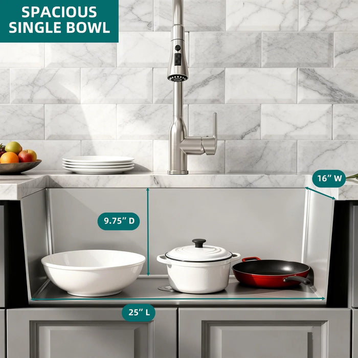 2718S Kitchen Sink Faucet, Stainless Steel Single Bowl Kitchen Sink 18Gauge(RA-R2718 )