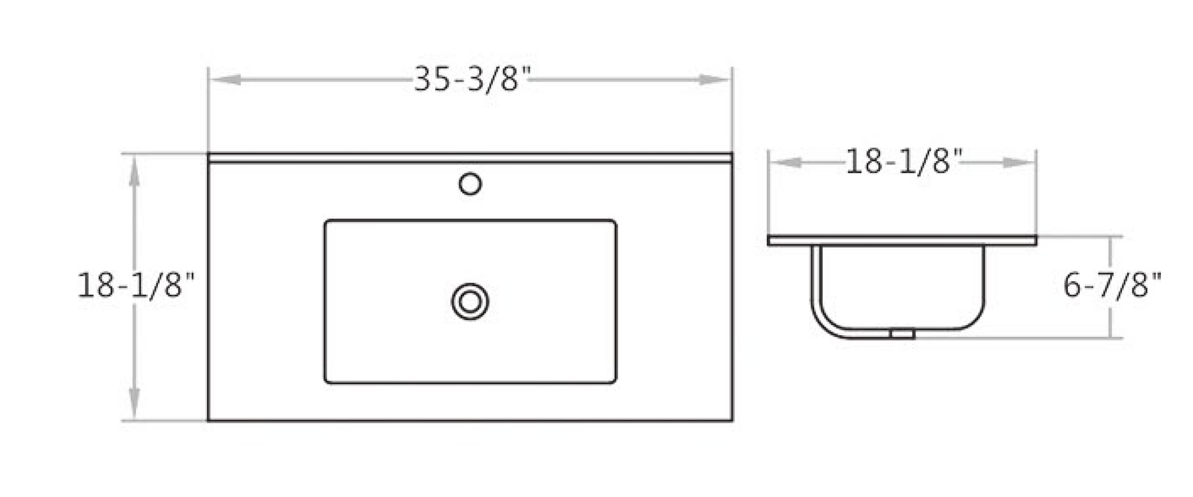 CT3618 Pattern Grey China Rectangular Vessel Bathroom Sink with Overflow