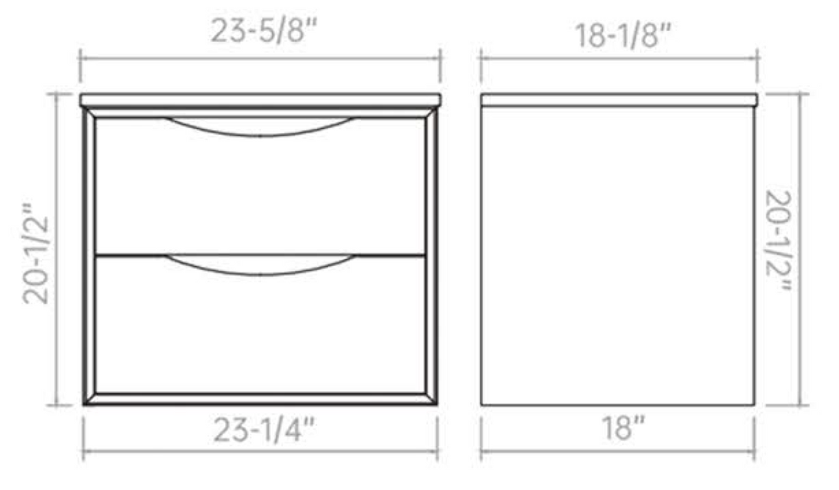 PH24BW Single Bathroom Vanity with Ceramic Top 23-1/4''*18''*19-5/8