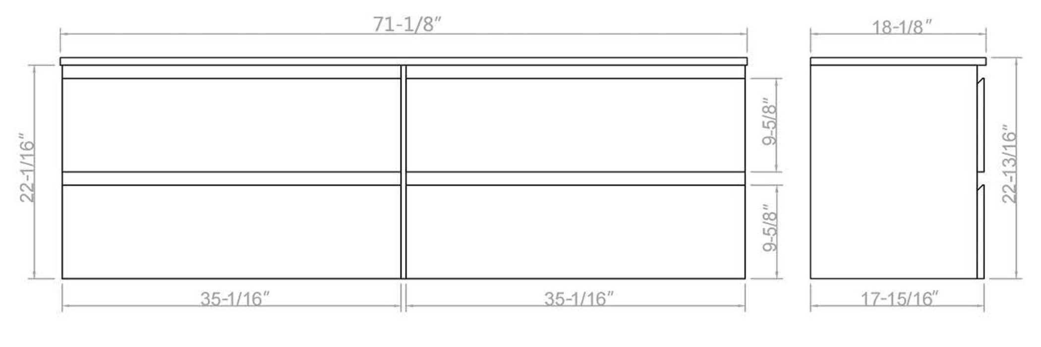 UMV-NW72 PVC Floating Bathroom Vanity With Stone Top 71-1/8‘’*18-15/16‘’*22-1/16‘’