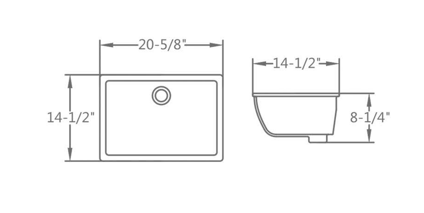 K802 Ceramic Rectangular Undermount Bathroom Sink 18''*12-3/4''*7''