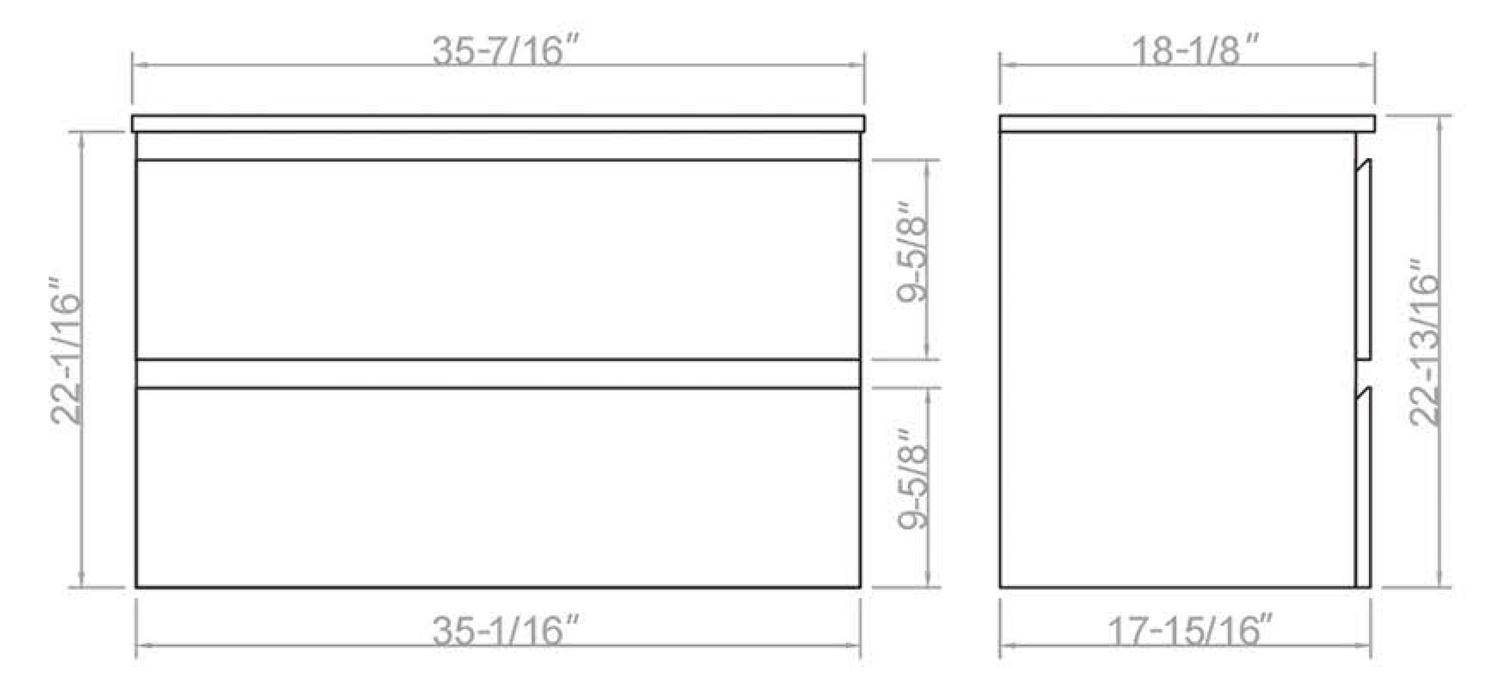 UMV-NW36 PVC Floating Bathroom Vanity With Stone Top 35‘’*18‘’*22‘’