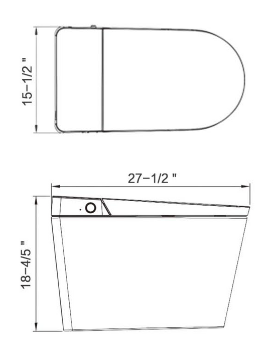 KDK-G18 Smart Bidet Toilet Elongated Comfort Chair Seat 27-1/2''*15-1/2''*18-4/5''