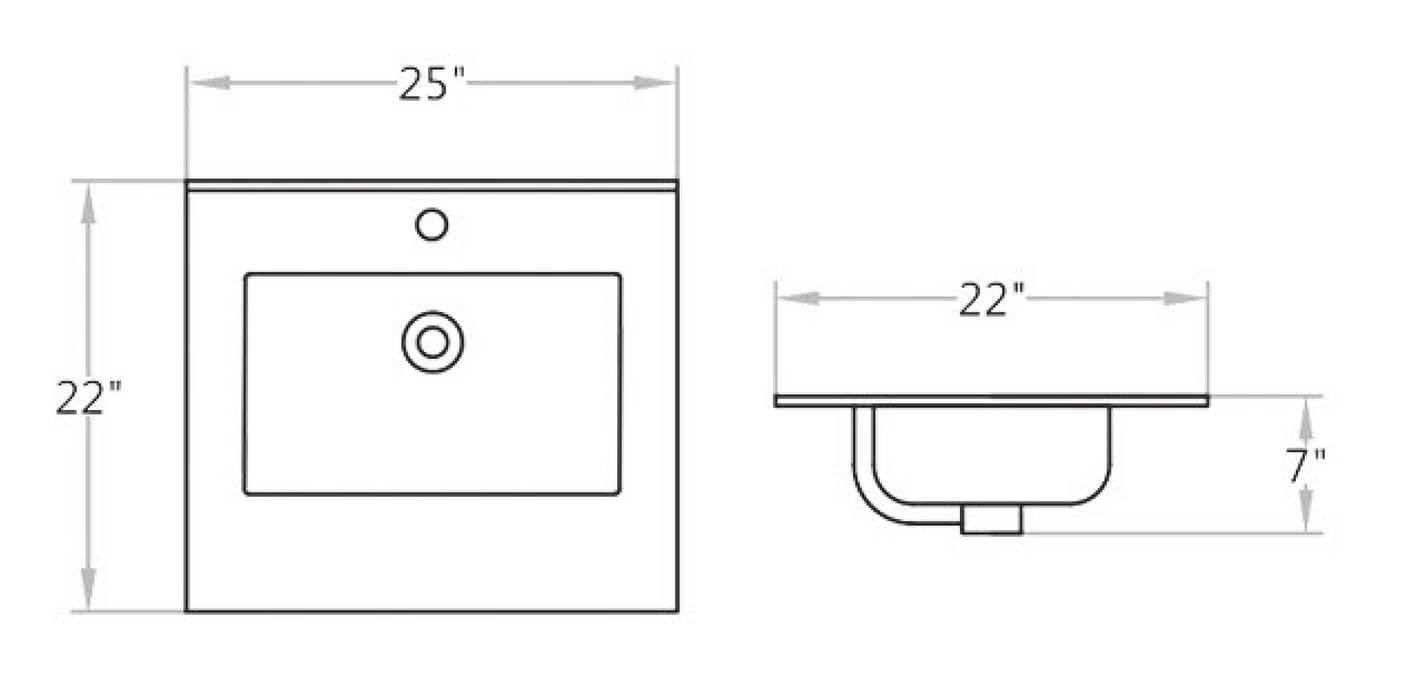 C2522 Pattern GreyVitreous China Rectangular Drop in Bathroom Sink with Overflow