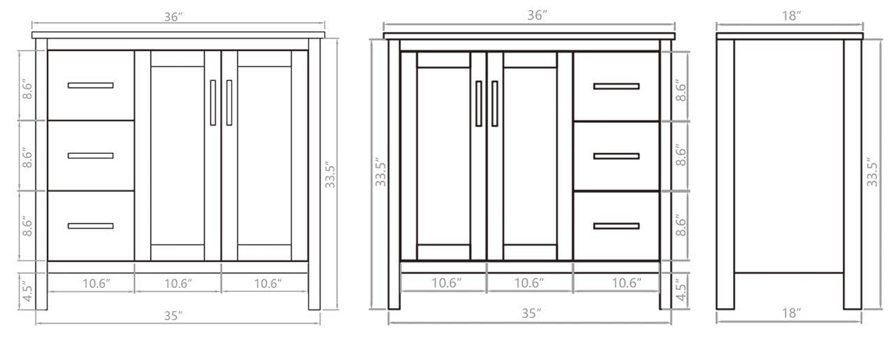 P1801-36NW PVC Bathroom Vanity With Stone Top 36‘’*18‘’*33.5‘'