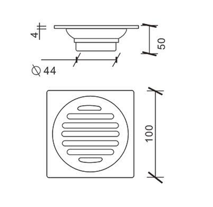 F8100 Floor Drain, 4''Thickened Square Floor Drain, Removable Hair Catcher Cover Grate Parts Shower Drain with Sewer Gas Preventer for Kitchen Balcony Garage