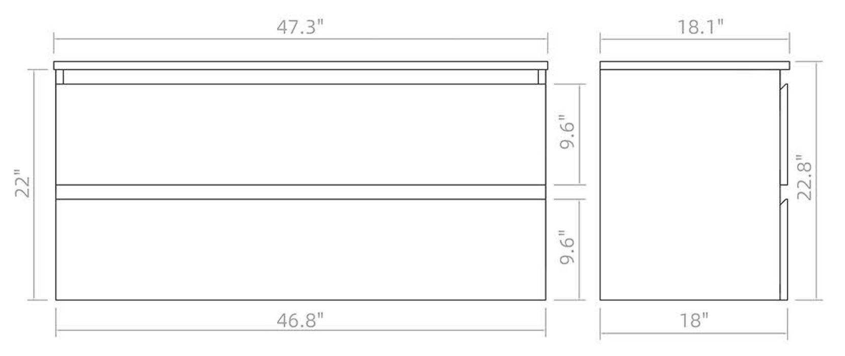 UMV-NW48 PVC Floating Bathroom Vanity With Stone Top 47‘’*18‘’*22‘’