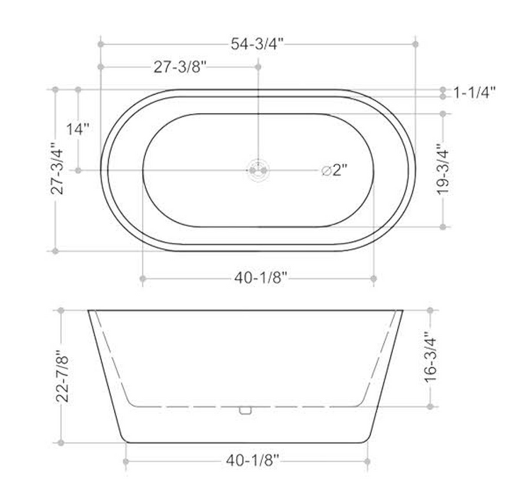 KBT-3 Freestanding Soaking Bathtub Acrylic