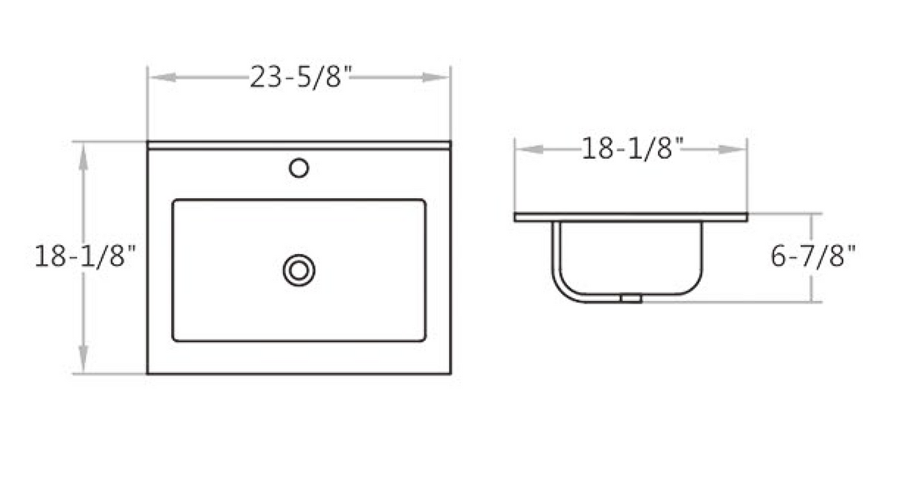 CT2418 Pattern Grey China Rectangular Vessel Bathroom Sink with Overflow