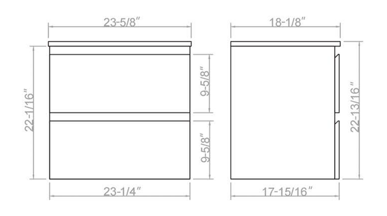 UMV-NW24 PVC Floating Bathroom Vanity With Stone Top 23‘’*18‘’*22‘’