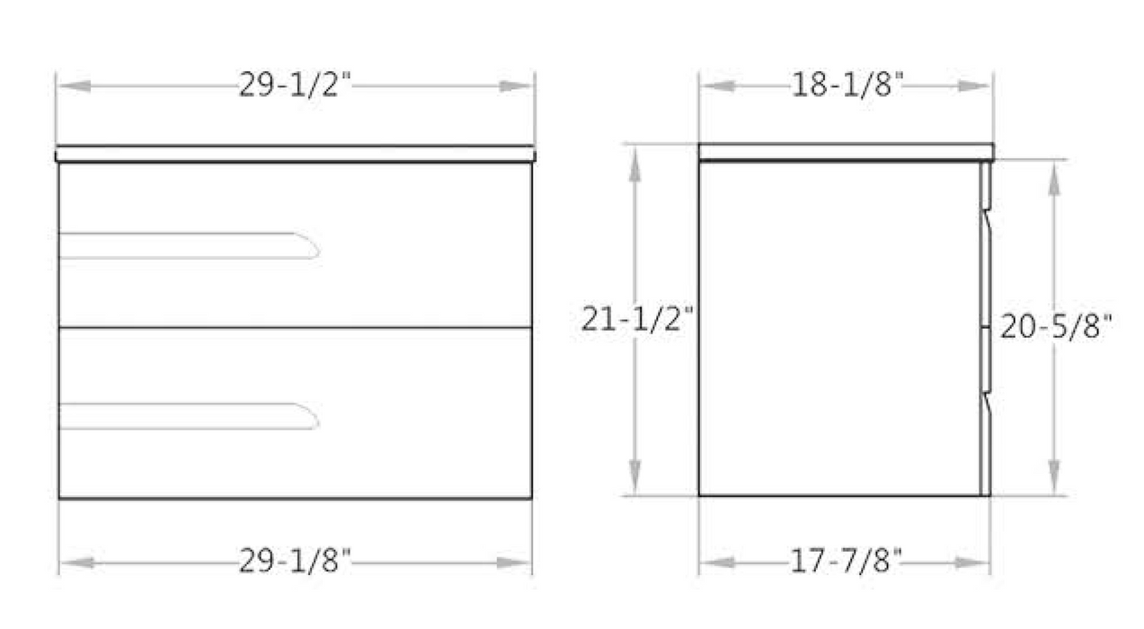 PG-WH30-GW PVC Floating Bathroom Vanity With Ceramic Top 29-1/2''*18-1/8''*21-1/2''