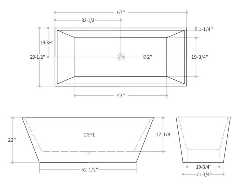 KBT-2  Freestanding Soaking Bathtub Acrylic