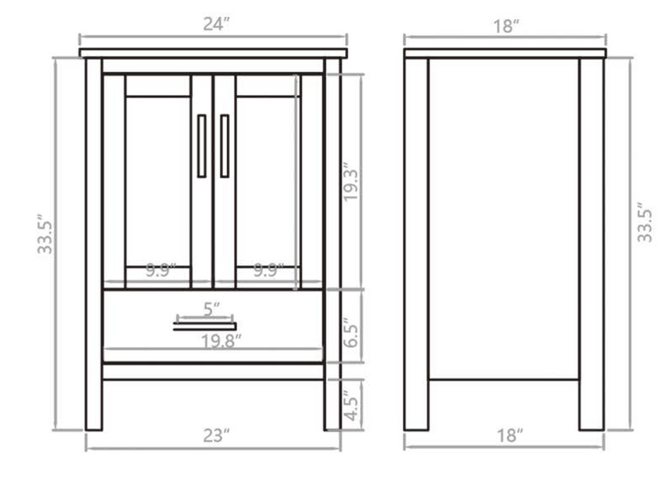 P1801-24SG PVC Bathroom Vanity With Stone Top 24‘’*18‘’*33.5‘’