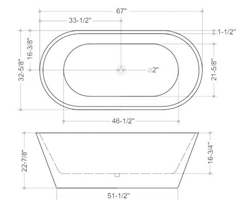 KBT-3 Freestanding Soaking Bathtub Acrylic