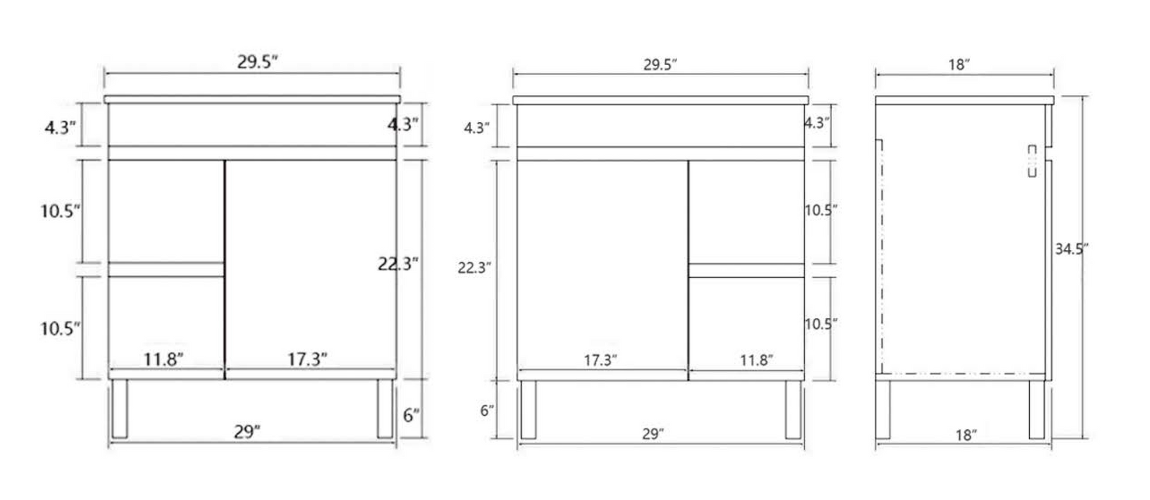 OAK-750/30''-LG PVC Vanity With Ceramic Top