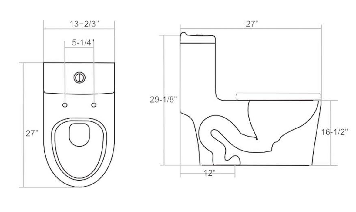 A10 Siphonic one-piece toilet 6/4.2 Litre 27"*13-2/3"*29-1/8"