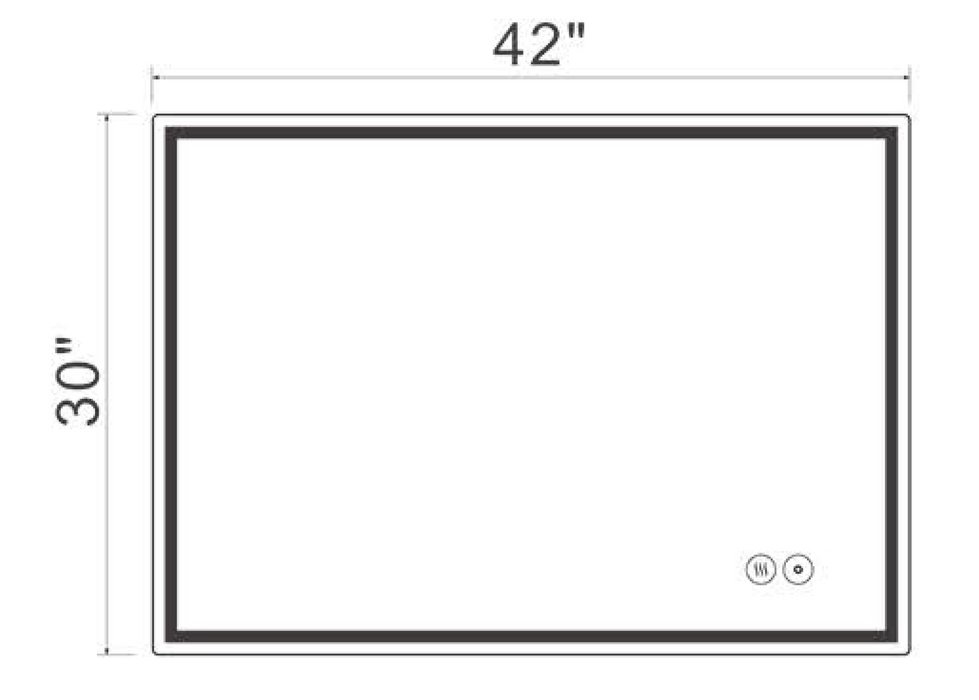 AT4230 LED Backlit Mirror ON/OFF+3CCT+Anti-Fog 42‘’*30‘’