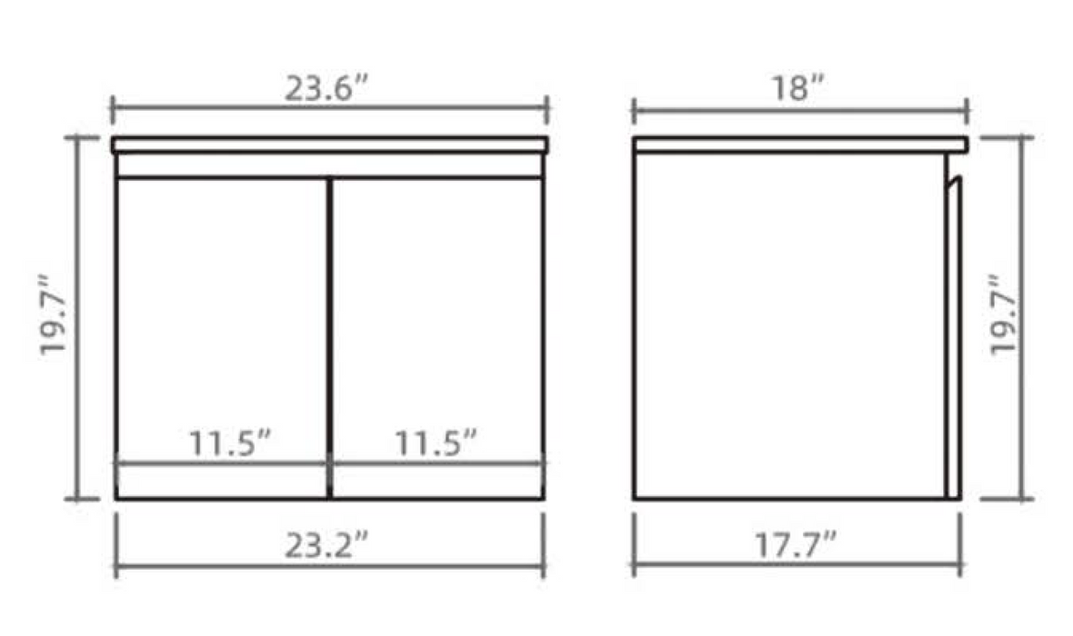 X-PF600-WH PVC Bathroom Vanity With Ceramic Top 23.6‘’*18‘’*19.7‘’