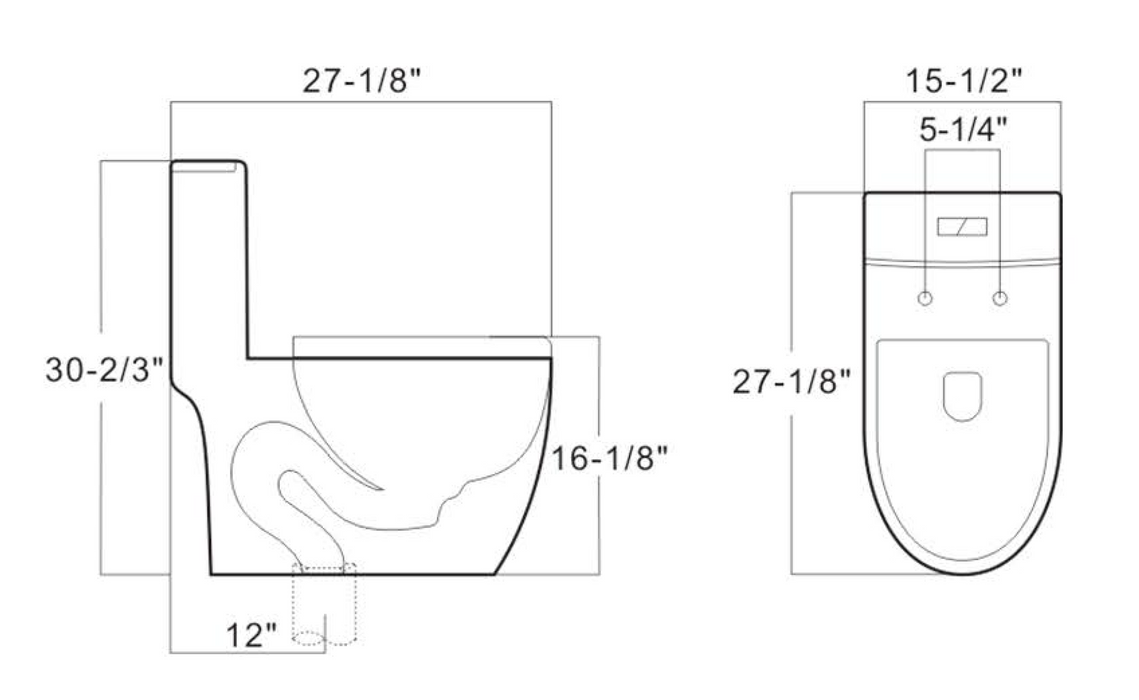 A11 Siphonic one-piece toilet 4.8 Litre 27-1/8’‘*15-1/2’‘*30-2/3’‘