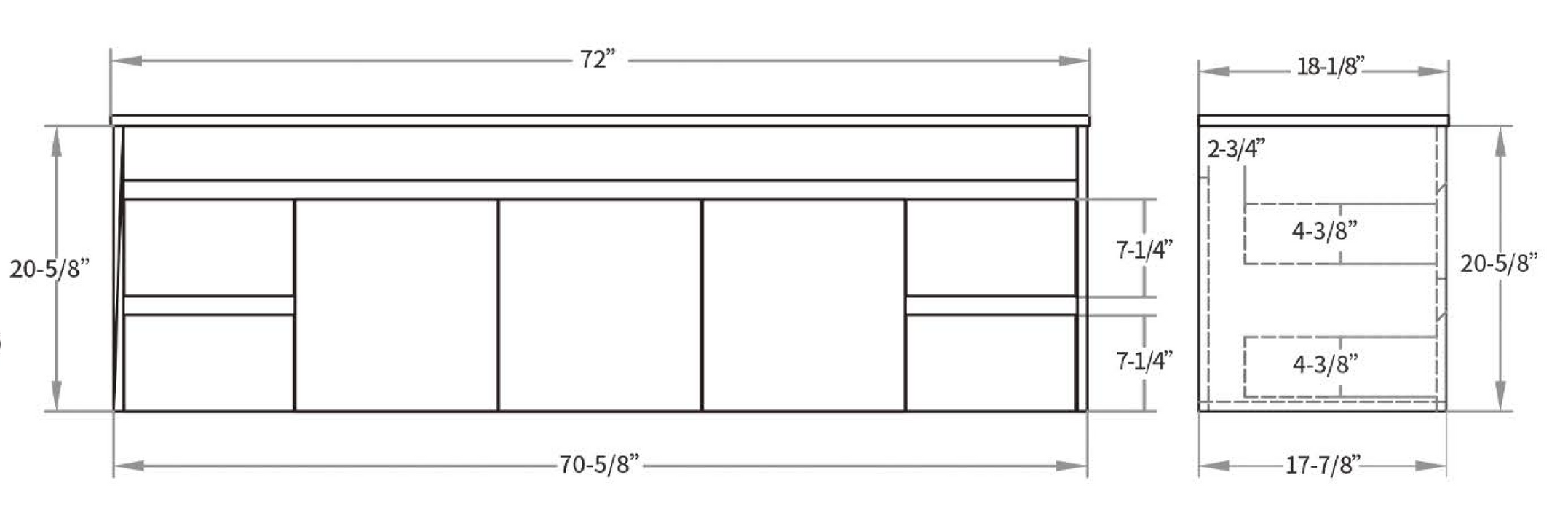 X-PF1800-WH PVC Bathroom Vanity With Ceramic Top 72‘’*18‘’*19.7‘’