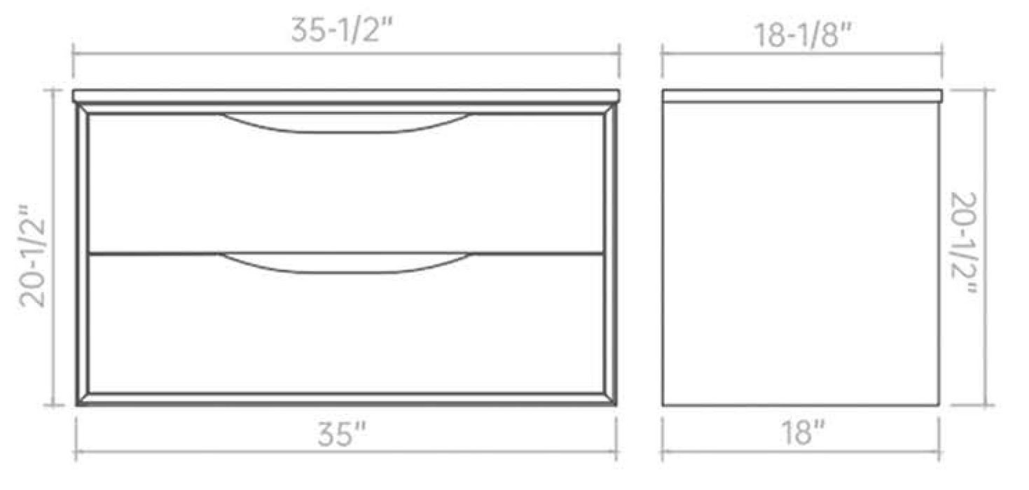 PH36BW Single Bathroom Vanity with Ceramic Top 35''*18''*19-5/8''