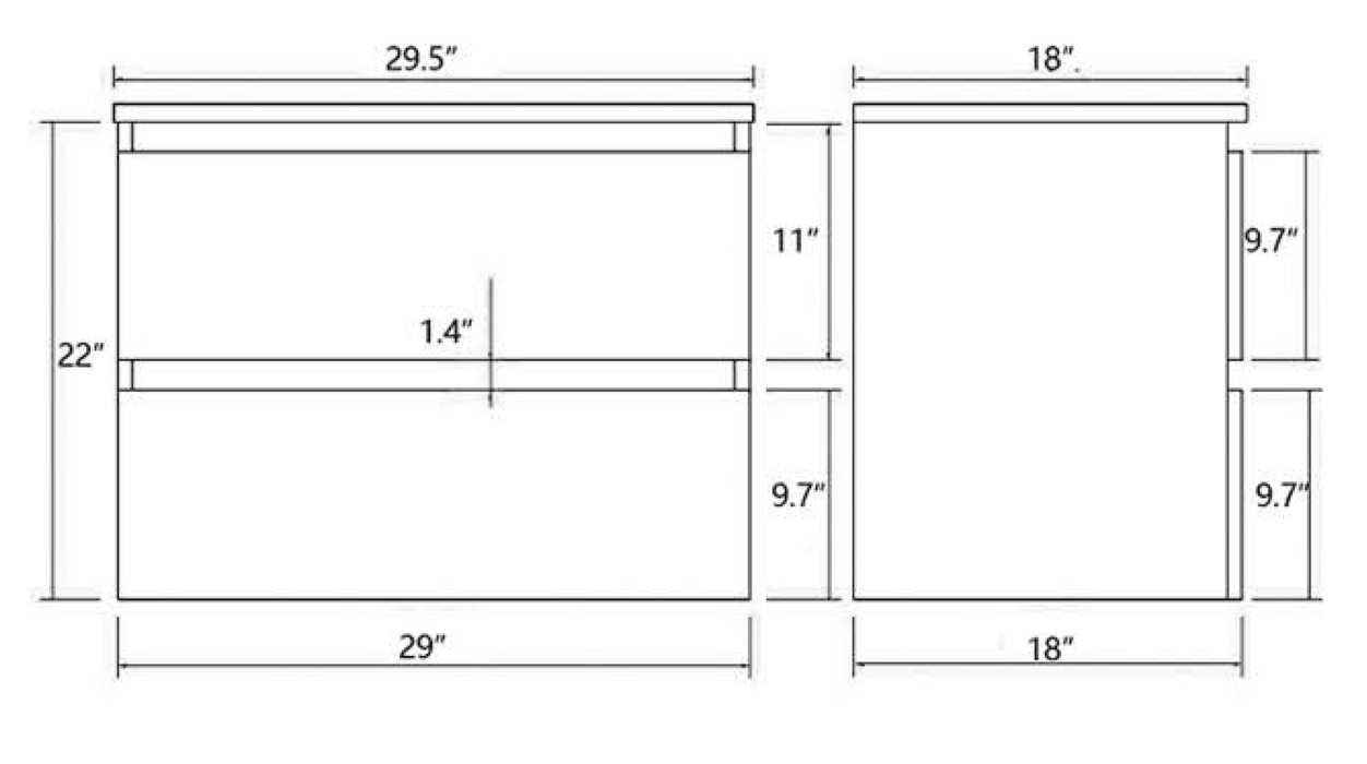 OAK-30''-WH PVC Vanity With Ceramic Top