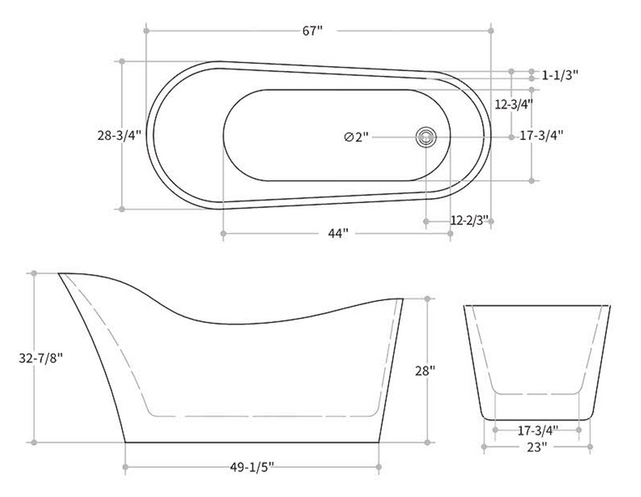 KBT-8 Slipper-Style bathtub