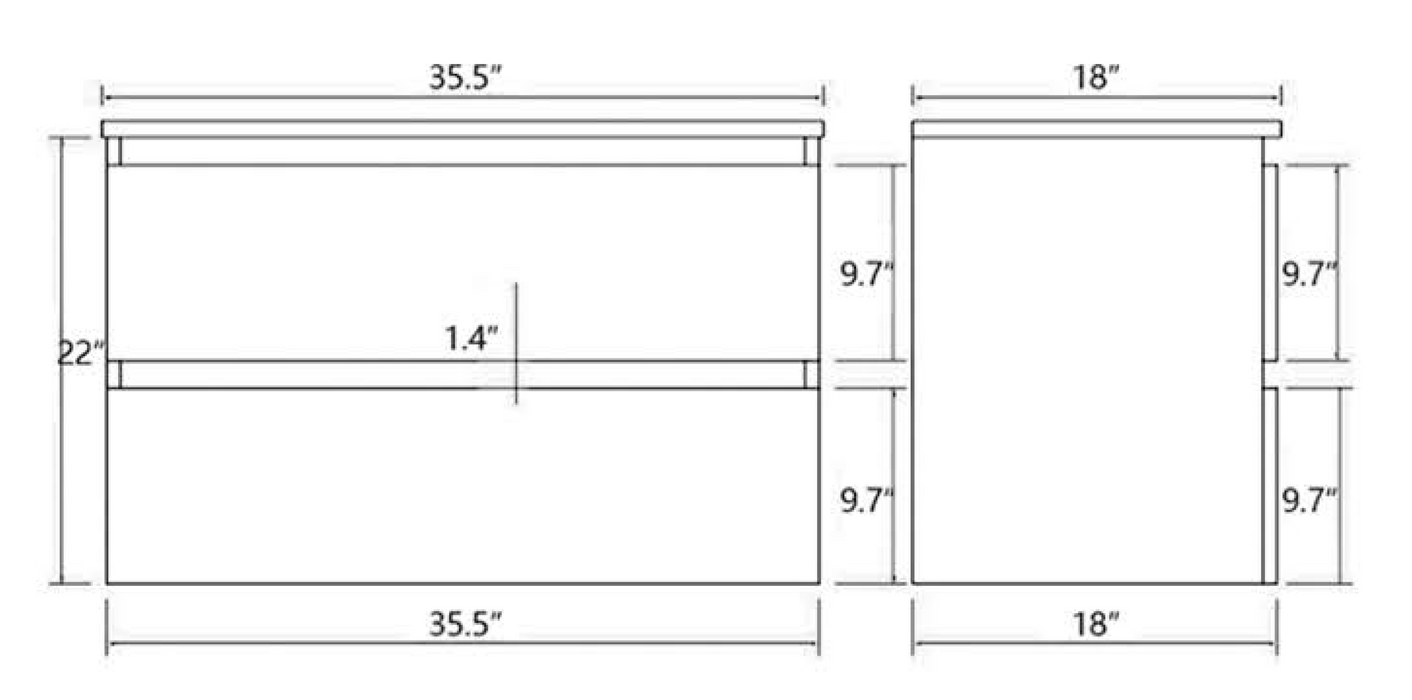 OAK36"-WH PVC Vanity With Ceramic Top