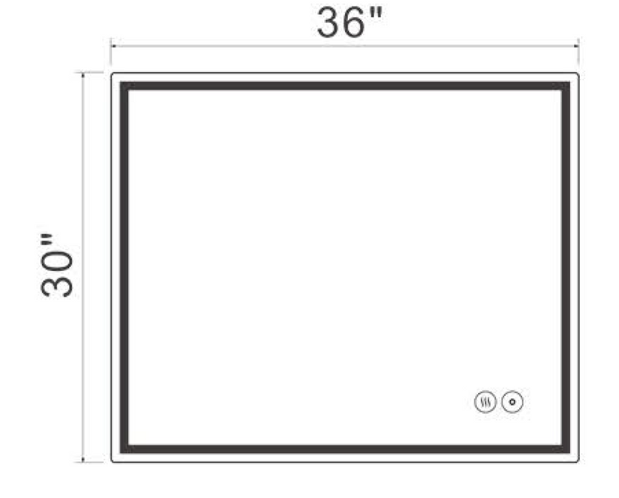 AT3630 LED Backlit Mirror ON/OFF+3CCT+Anti-Fog 36‘’*30‘’